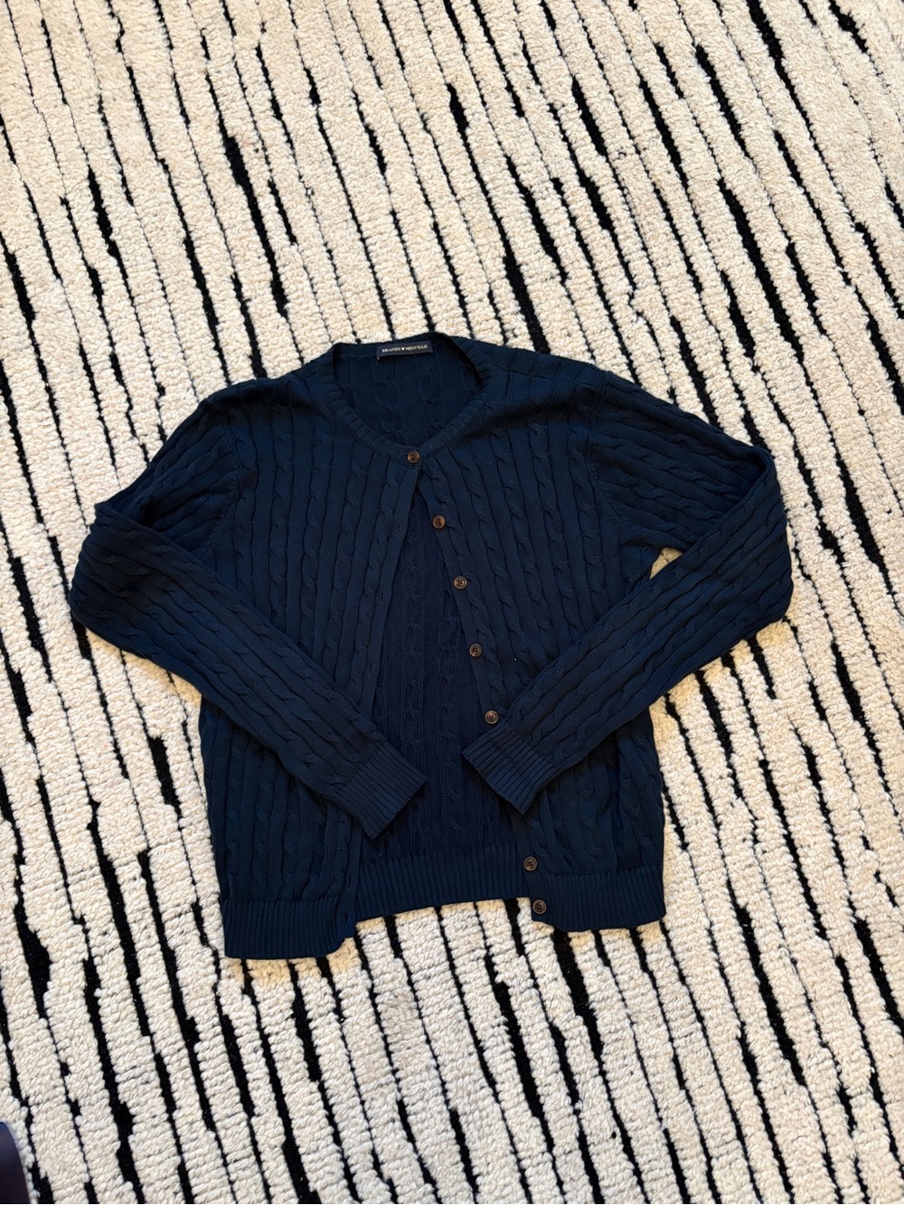 Brandy Melville women’s Navy Cable-Knit Button Cardigan fits a small